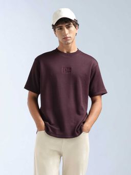 Flying Machine - Men Wine Cotton Relaxed Fit T-Shirt