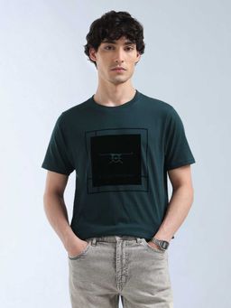 Flying Machine - Men Green Cotton Regular Fit T-Shirt