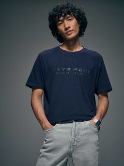 Flying Machine - Men Blue Cotton Regular Fit T-Shirt