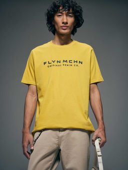 Flying Machine - Men Yellow Cotton Regular Fit T-Shirt
