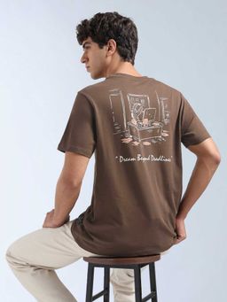 Flying Machine - Men Brown Cotton Regular Fit T-Shirt