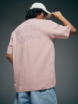 Flying Machine - Men Pink Cotton Relaxed Fit T-Shirt