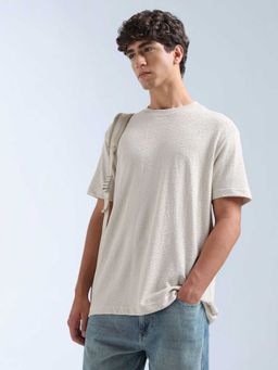 Flying Machine - Men White Cotton Relaxed Fit T-Shirt