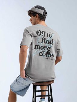 Flying Machine - Men Grey Cotton Relaxed Fit T-Shirt