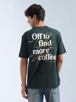 Flying Machine - Men Green Cotton Relaxed Fit T-Shirt