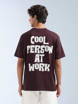 Flying Machine - Men Purple Cotton Relaxed Fit T-Shirt