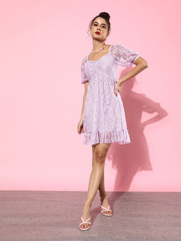 Style Quotient - Lavender Self Design Dress
