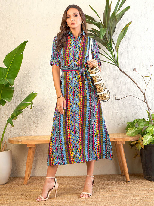 chinese dress ladies Button Down Maxi Shirt Dress with Lace Trim in White main image 0