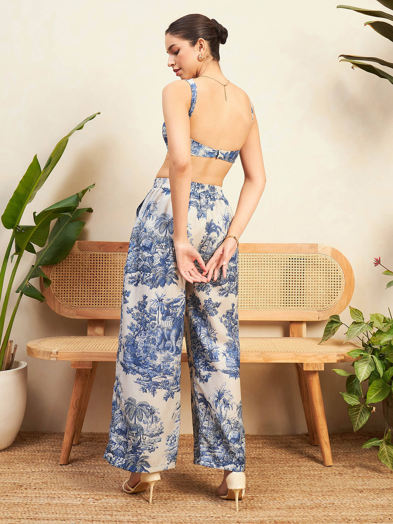 Buy Uptownie Womens Three Piece Linen Co-Ord Blue (Set of 3) Online
