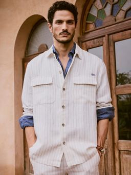 Andamen - Men's Casual Linen Woven Shackets-S-Reg