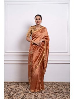 Vinusto - Silk Embroidered Zari Saree and Stitched Blouse