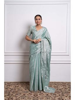 Vinusto - Zari Silk Embroidered Saree and Stitched Blouse