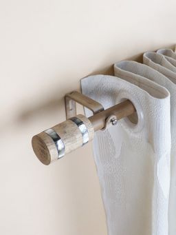 The Decor Mart - 48"-88" Mop & Wood Blend Finial Extendable Curtain Rod Brown 19Mm (Hardware Included)