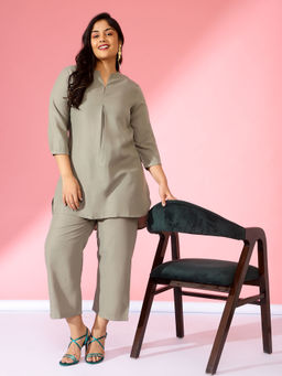 Bani Women - Women Solid Co-Ord Grey (Set of 2)