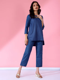 Bani Women - Embroidered Women Embroidered Co-Ord Blue (Set of 2)