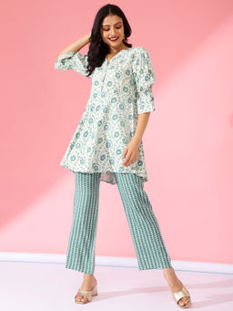 Bani Women - Women Printed Co-Ord Teal (Set of 2)