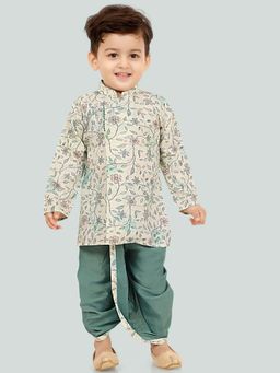 ETHNIKS NEURON - Green Floral Kurta and Dhoti (Set of 2)