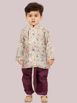 ETHNIKS NEURON - Purple Floral Kurta and Dhoti (Set of 2)