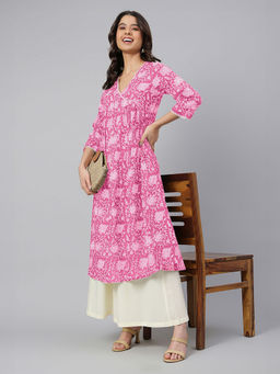 Janasya - Pink Floral Kurta