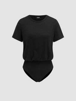 Cider - Round Neck Solid Short Sleeve Bodysuit
