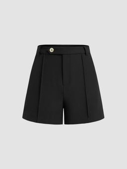 Cider - Woven Mid Rise Ruched Pocket Solid Shorts