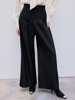 Cider - Woven High Rise Pleated Wide Leg Trousers