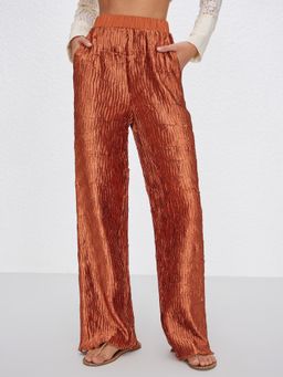 Cider - Miami Sunset Vacation Textured Elastic Waist Ruched Trousers
