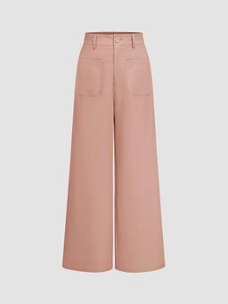 Cider - High Rise Solid Pocket Wide Leg Trousers
