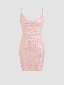 Cider - Sequin Cowl Neck Mini Dress