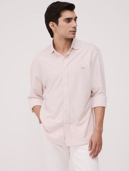Andamen - Men Beige Pure Cotton Stripes Shirt