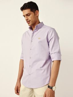 Andamen - Men Lavender Slim Fit Cotton Solid Shirt