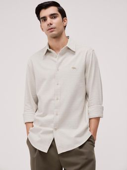 Andamen - Men Khaki Pure Cotton Textured Shirt