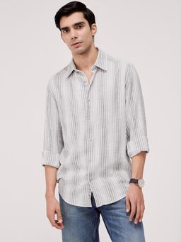 Andamen - Men Grey Pure Cotton Stripes Shirt