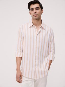 Andamen - Men Khaki Pure Cotton Textured Shirt