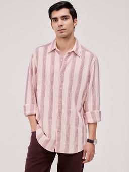 Andamen - Men Red Pure Cotton Stripes Shirt