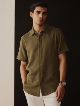 Andamen - Men Olive Pure Cotton Checks Shirt