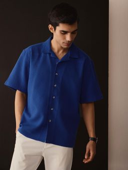 Andamen - Men Blue Pure Cotton Textured Shirt