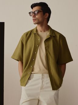 Andamen - Men Green Pure Cotton Textured Shirt