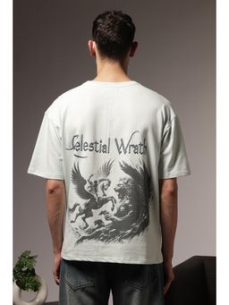 Eszett - Men Blue Cotton Graphic Oversized T-Shirt