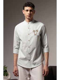 Eszett - Men Green Cotton Embroidered Shirt
