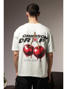 Eszett - Men Blue Cotton Graphic Oversized T-Shirt