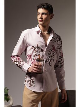 Eszett - Men Pink Cotton Floral Shirt