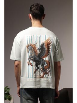 Eszett - Men Blue Cotton Graphic Oversized T-Shirt