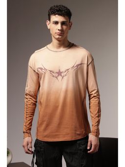 Eszett - Men Brown Cotton Ombre Oversized T-Shirt