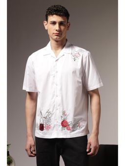 Eszett - Men Green Cotton Embroidered Shirt