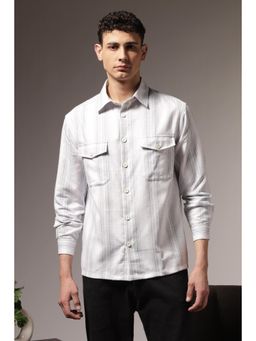 Eszett - Men Green Cotton Stripes Shirt