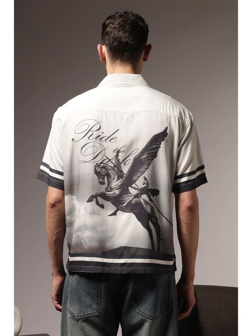 Eszett Men Grey Cotton Graphic Shirt