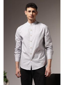Eszett - Men Grey Cotton Stripes Shirt