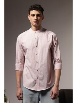 Eszett - Men Pink Cotton Stripes Shirt