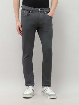 U.S. Polo Assn. Denim Co. - Men Grey Cotton Solid Tapered Jeans